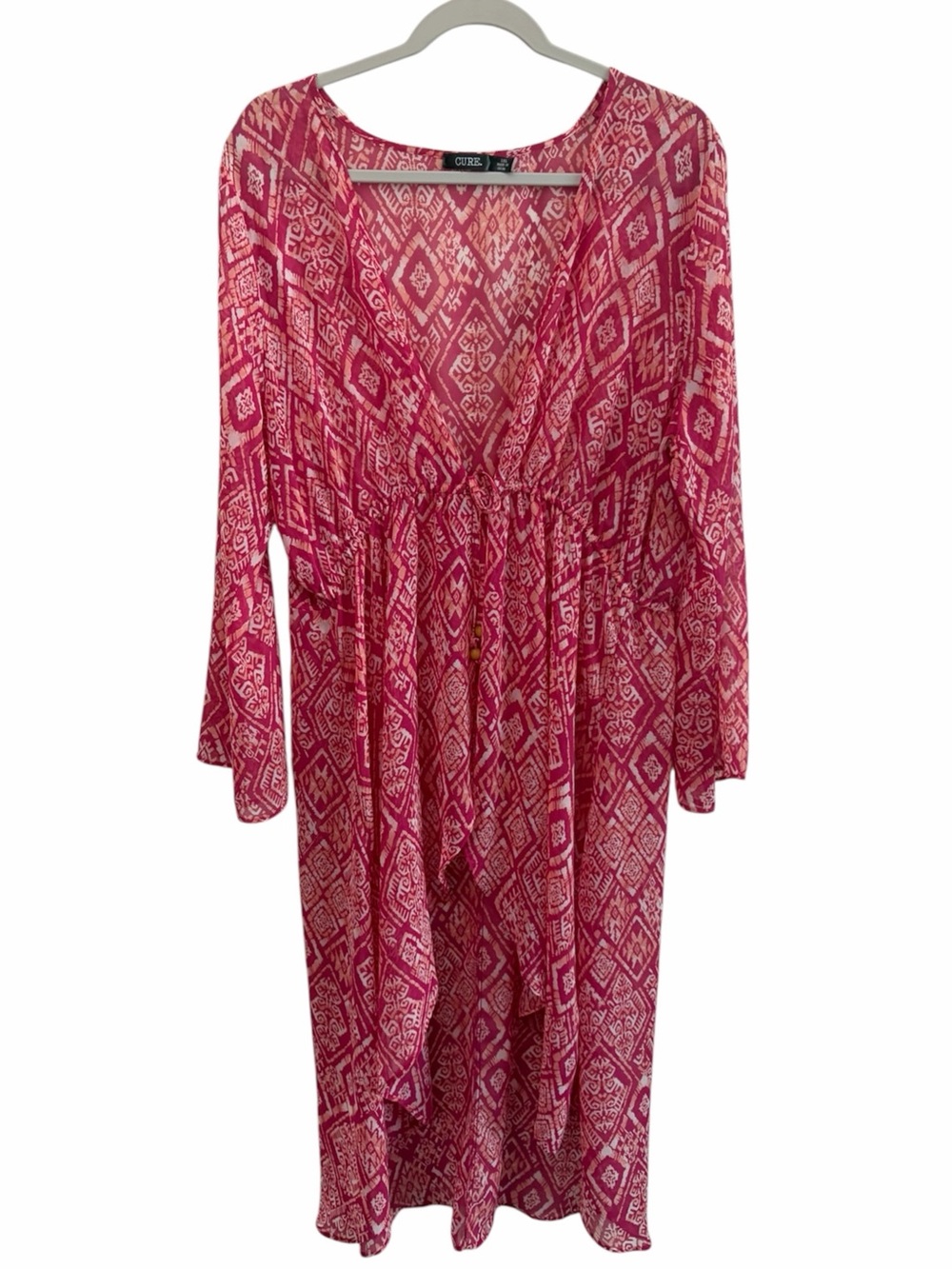 Pink Sheer Mesh Beach Swim Cover-Up Size 1XL Resortwear Vacation CURE.